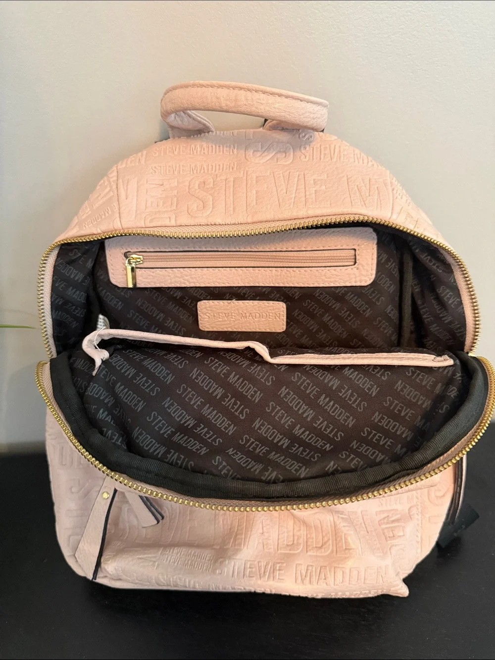 Steve Madden Blush Pink Mini Backpack with Gold Hardware